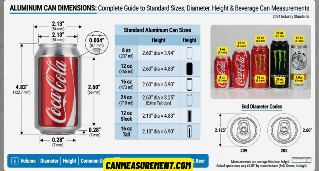 Aluminum Can Dimensions: Complete Guide to Standard Sizes, Diameter, Height & Beverage Can Measurements