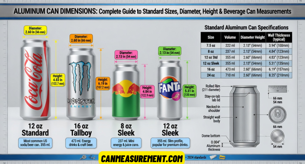 Aluminum Can Dimensions: Complete Guide to Standard Sizes, Diameter, Height & Beverage Can Measurements