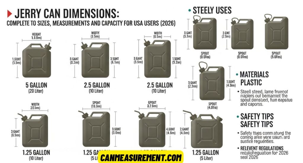 Jerry Can Dimensions: Complete Guide to Sizes, Measurements, and Capacity for USA Users (2026)
