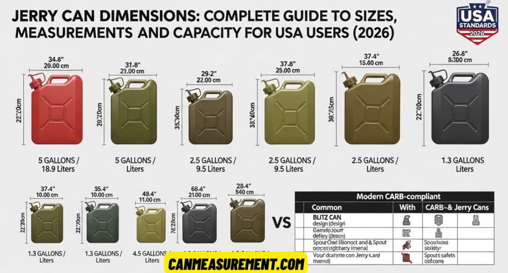 Jerry Can Dimensions: Complete Guide to Sizes, Measurements, and Capacity for USA Users (2026)