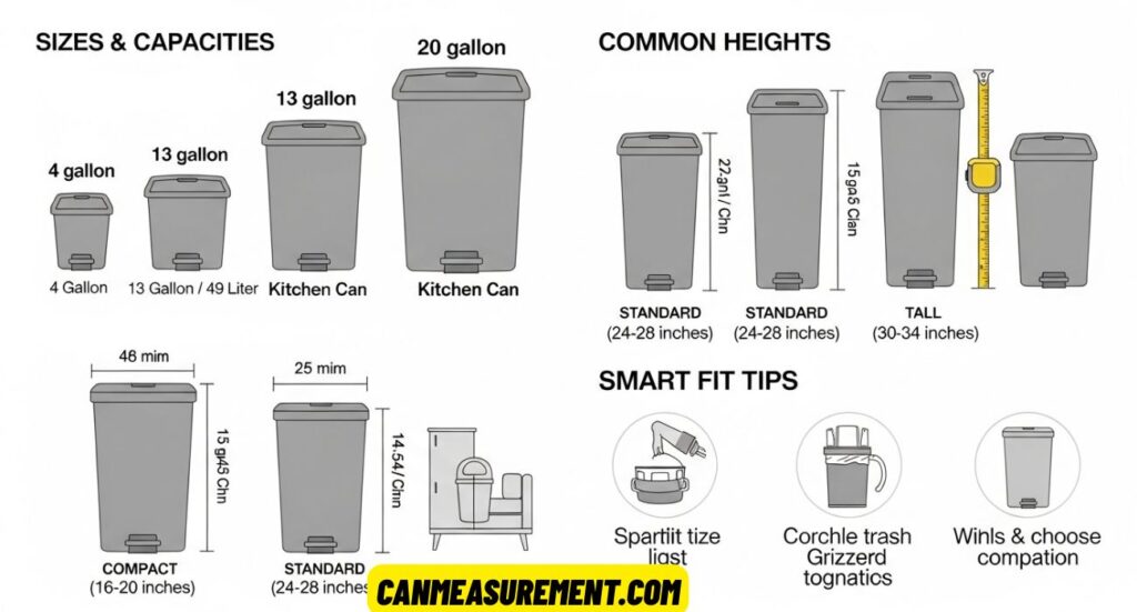 Kitchen Trash Can Dimensions (USA Guide 2026): Sizes, Heights & Smart Fit Tips