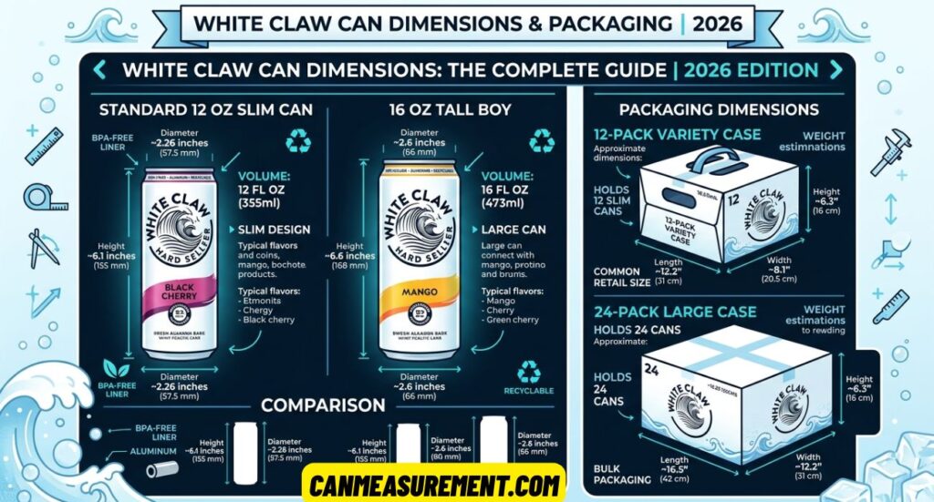 White Claw Can Dimensions: Complete Guide to Sizes, Height, Diameter, and Packaging in 2026