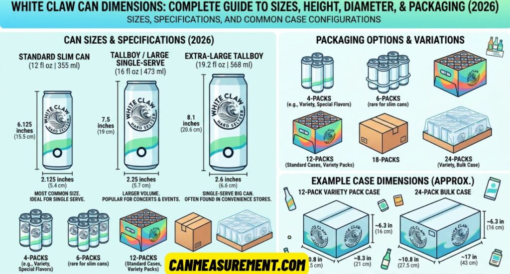 White Claw Can Dimensions: Complete Guide to Sizes, Height, Diameter, and Packaging in 2026