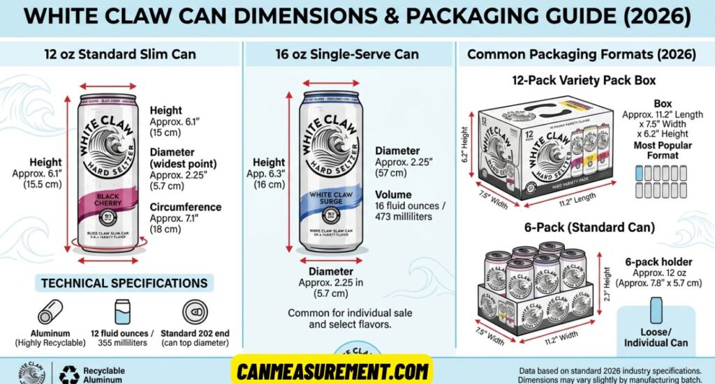 White Claw Can Dimensions: Complete Guide to Sizes, Height, Diameter, and Packaging in 2026