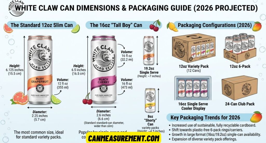 White Claw Can Dimensions: Complete Guide to Sizes, Height, Diameter, and Packaging in 2026