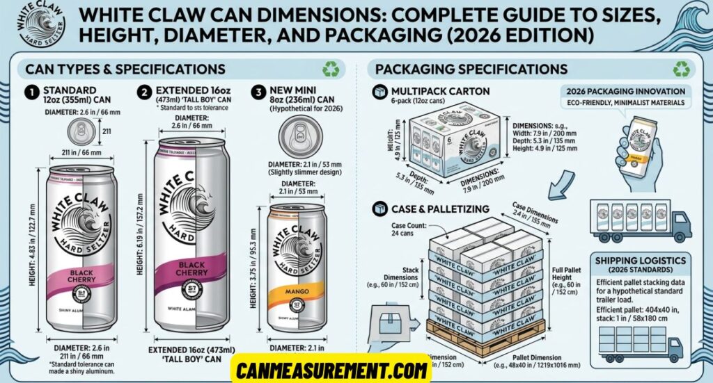 White Claw Can Dimensions: Complete Guide to Sizes, Height, Diameter, and Packaging in 2026
