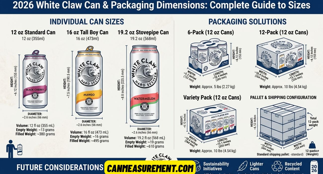 White Claw Can Dimensions: Complete Guide to Sizes, Height, Diameter, and Packaging in 2026