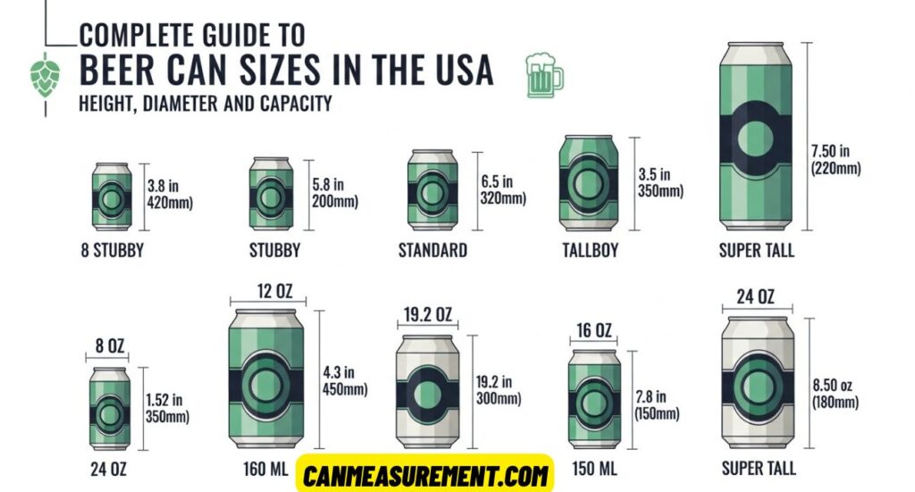 Beer Can Dimensions: Complete Guide to Beer Can Sizes, Height, Diameter, and Capacity in the USA
