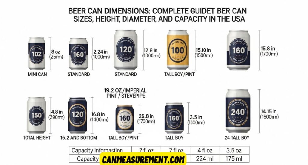 Beer Can Dimensions: Complete Guide to Beer Can Sizes, Height, Diameter, and Capacity in the USA