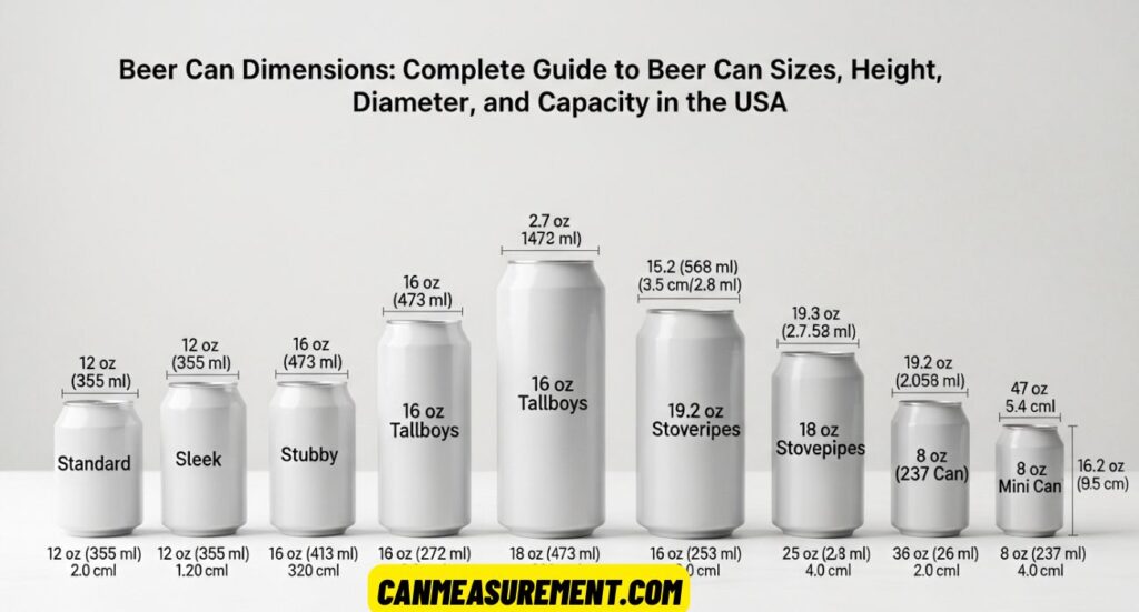 Beer Can Dimensions: Complete Guide to Beer Can Sizes, Height, Diameter, and Capacity in the USA